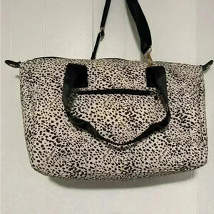 Mali + Lili Signature Leopard Print Weekender Bag Carry On Tote Zipper